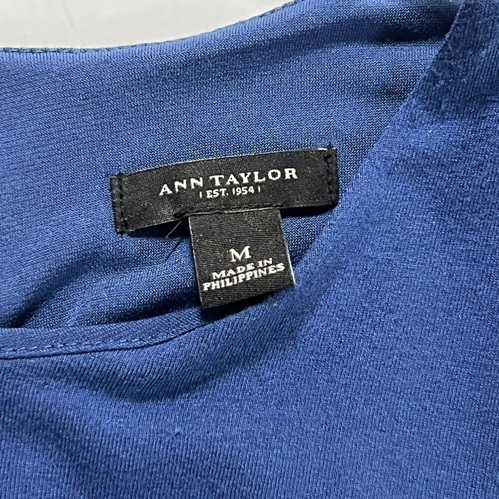 Ann Taylor Size M Midi Shift Dress Color Block Navy Blue Chartreuse - Picture 8 of 9